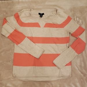 Gap Sweater Coral Striped slightly high low crew